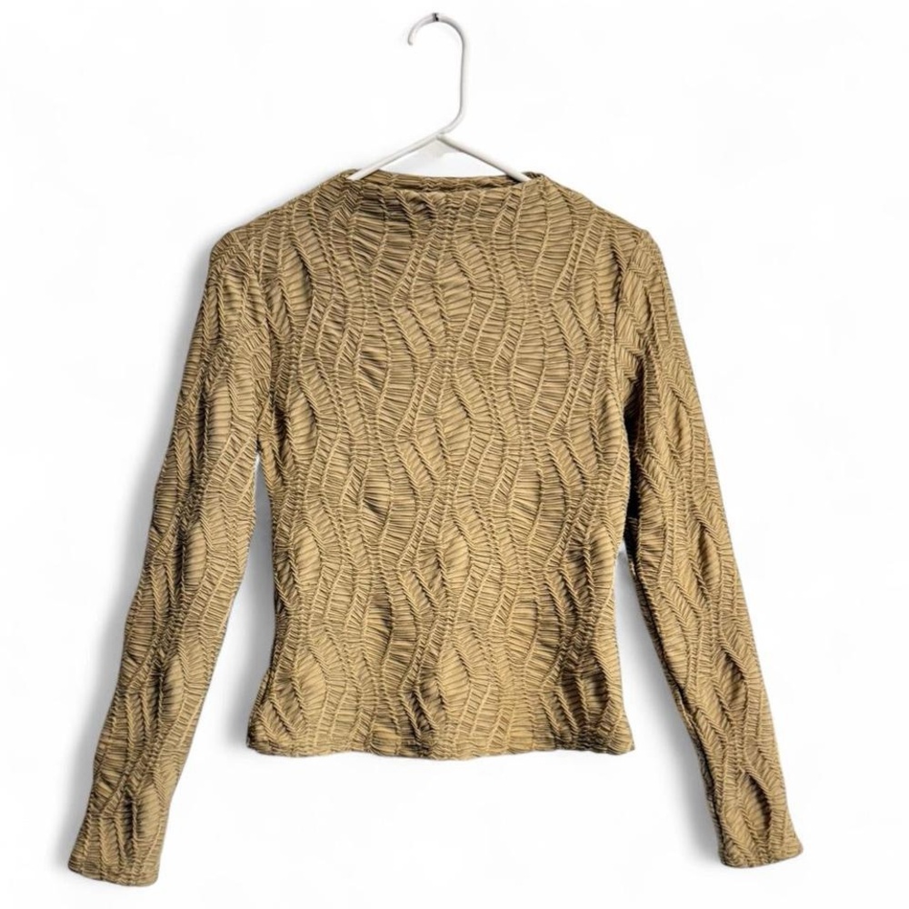 Textured Tan Women's Loungewear Workout Minimalist Top from Anewsta Size Medium